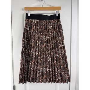 Metrowear Women’s Skirt Size S Brown Paisley Pleated Midi Elastic Waist